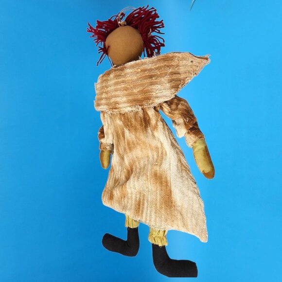 1990s Primitive Shabby Angel Rag Doll Red Yarn Hair Rustic Christmas Decor - Picture 9 of 10